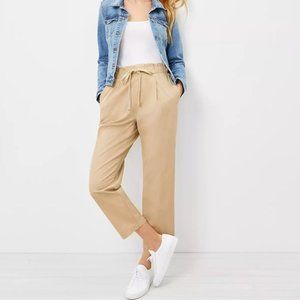 NWT LOFT Paperbag Poplin Jogger Pants Canvas Tan Khaki XS 0-2 Petite
